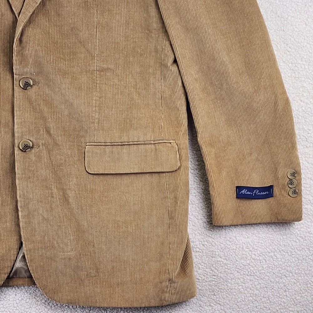 Alan Flusser Corduroy Blazer Mens 42R Tan Academic Sport Coat Luxury Preppy - Picture 5 of 13